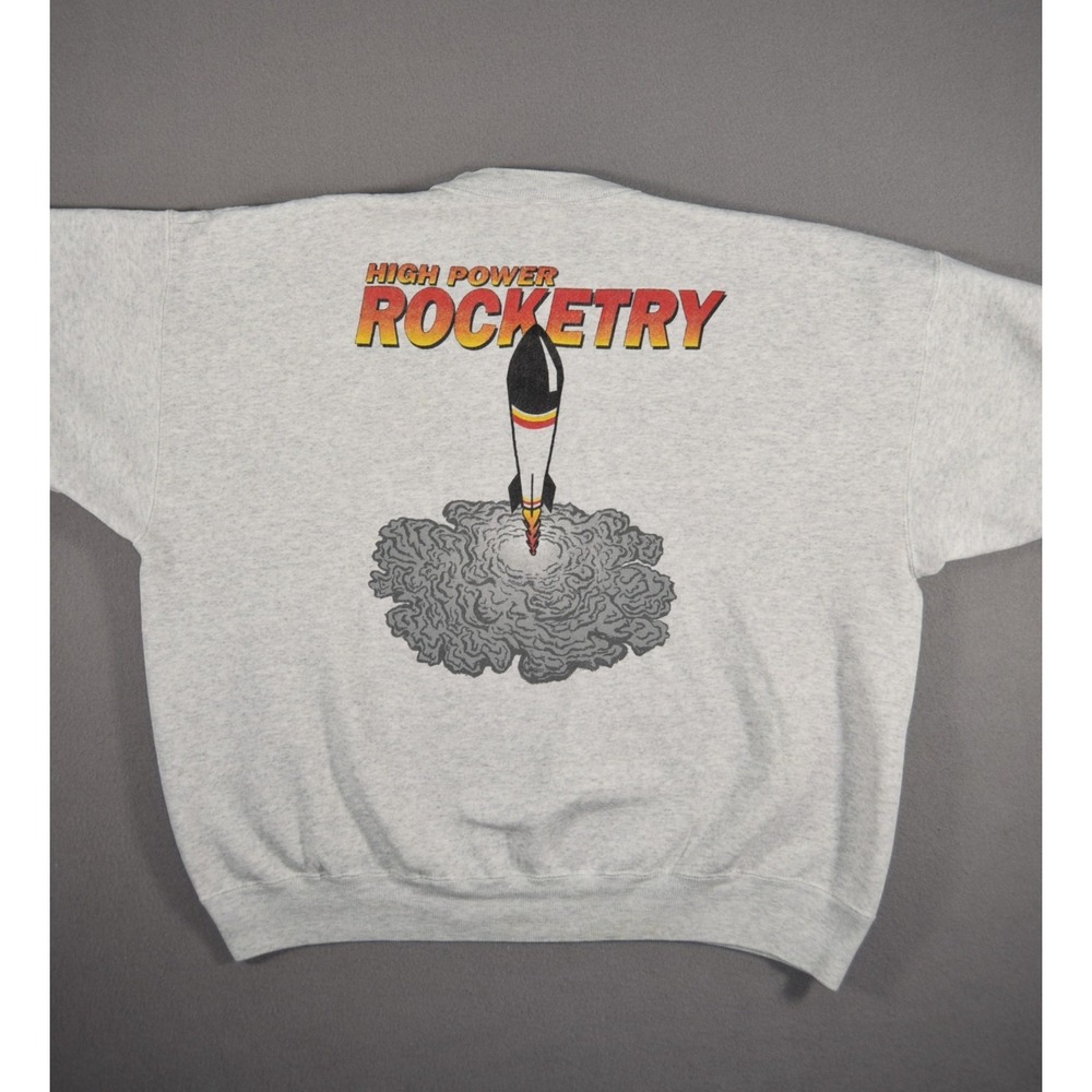 Vintage Rocket Sweatshirt Mens 2XL Space Rocketry Hanes Heavyweight Crewneck